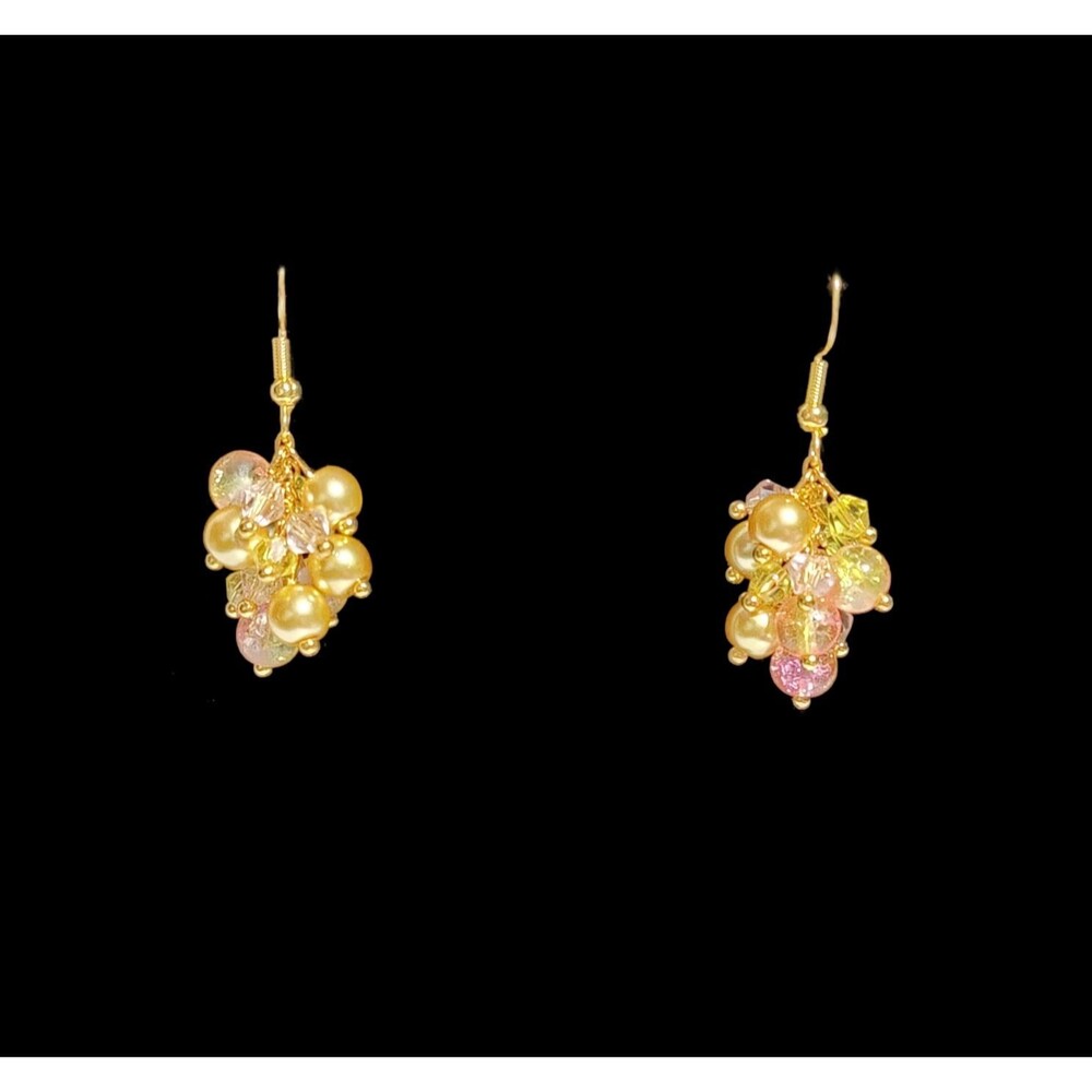 Glass and Crystal Cluster Earrings